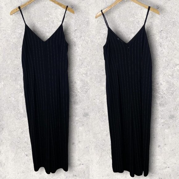Cupcakes Cashmere Wide Leg Jumpsuit Black Pinstripe Size Medium Revolve‎ Minimal - Picture 4 of 14